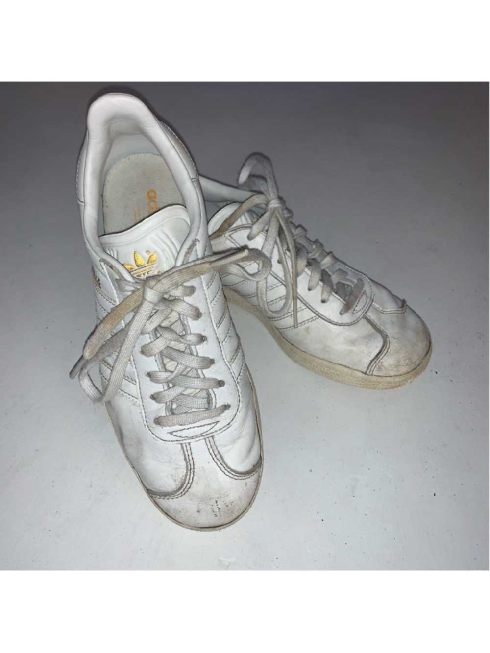 Adidas Gazelle Sneakers, Size 5.5, White